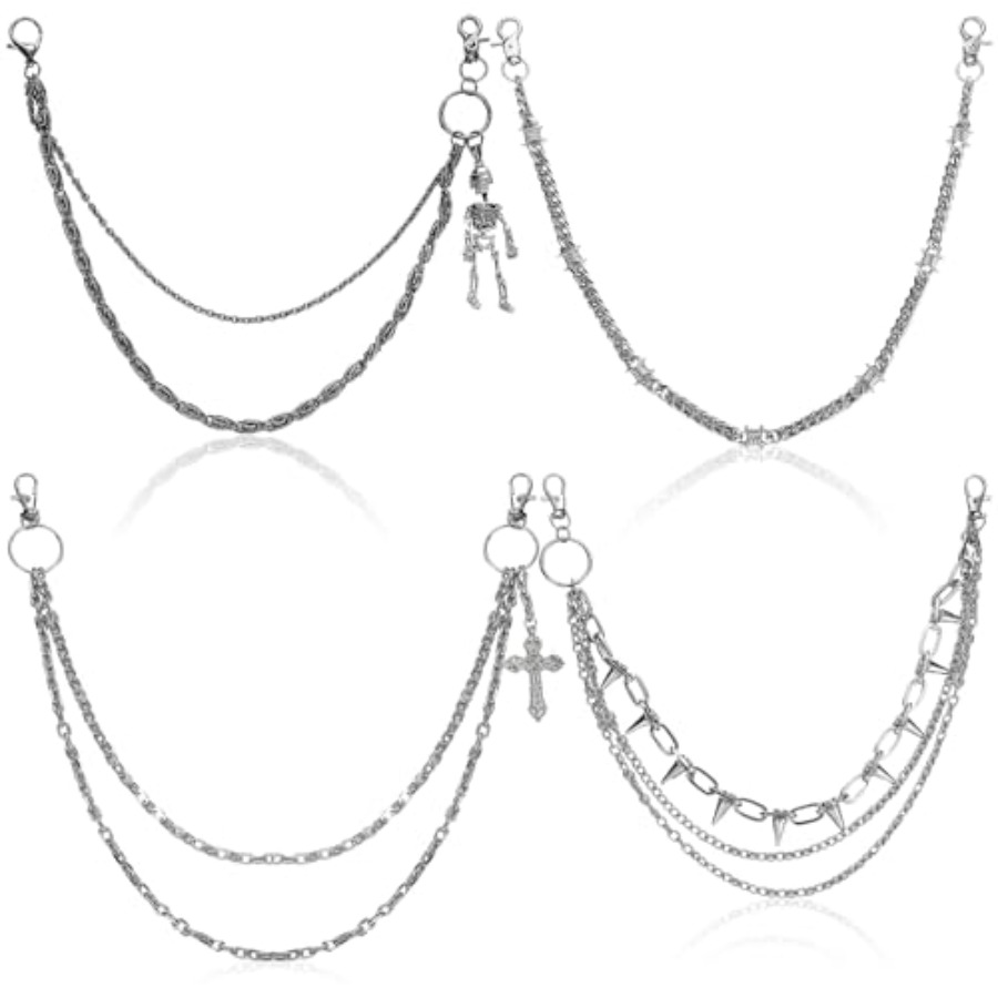 Body Jewelry For Men - 4 Pcs Punk Layered Pants Chain