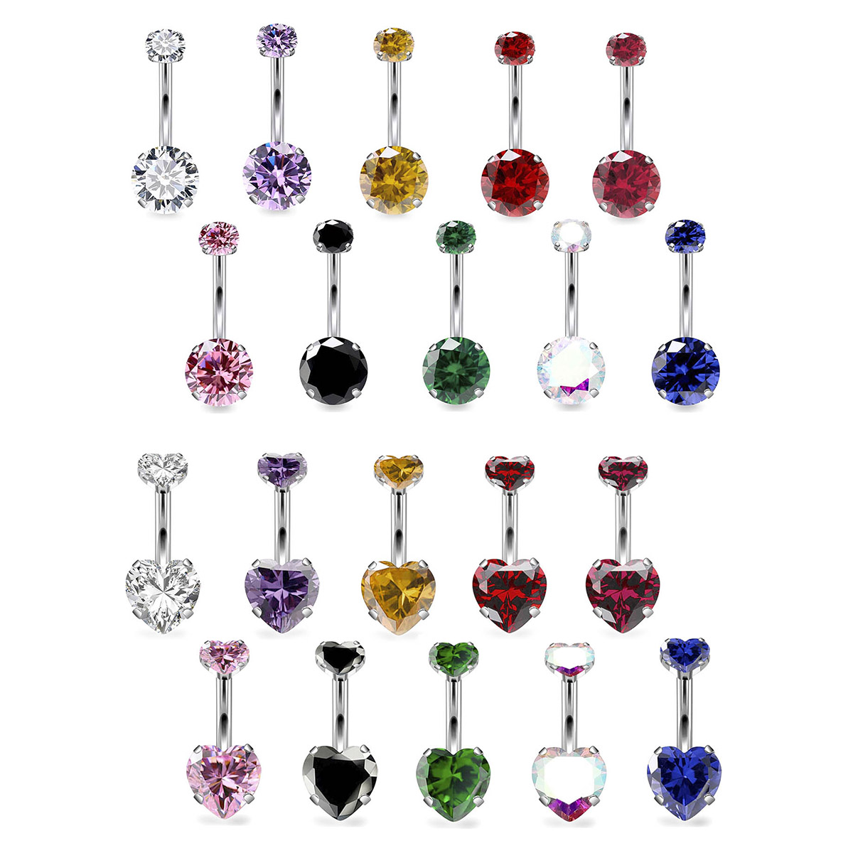 Body Jewelry And Piercing - Love Belly Button Rings Double Round