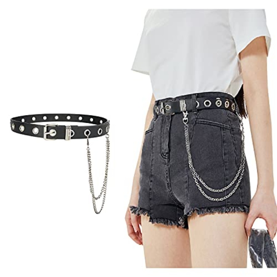 Body Jewelry For Men - FIORETTO Grommet Leather Belt with Detachable