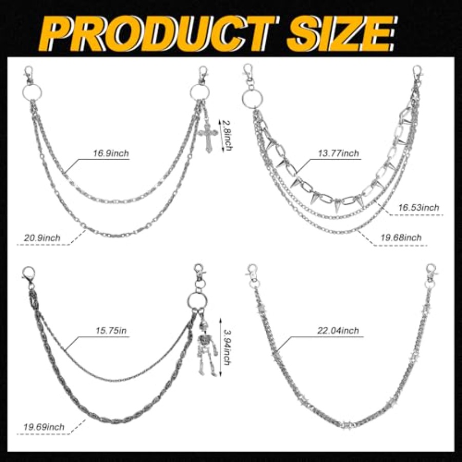 4 Pcs Punk Layered Pants Chain - Body Jewelry For Men のレビューと価格