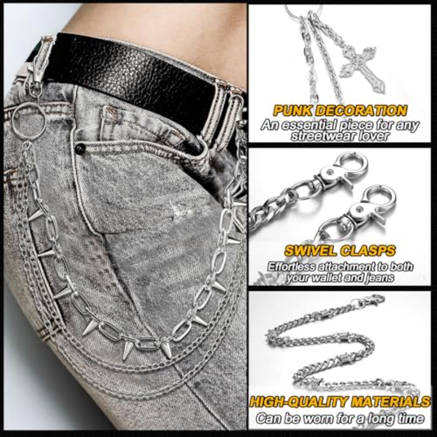 4 Pcs Punk Layered Pants Chain - Body Jewelry For Men のレビューと価格