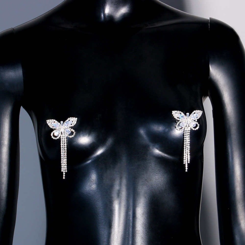 Sexy Rhinestone Butterfly Tass - Body Jewelry Nipple Chain のレビューと価格