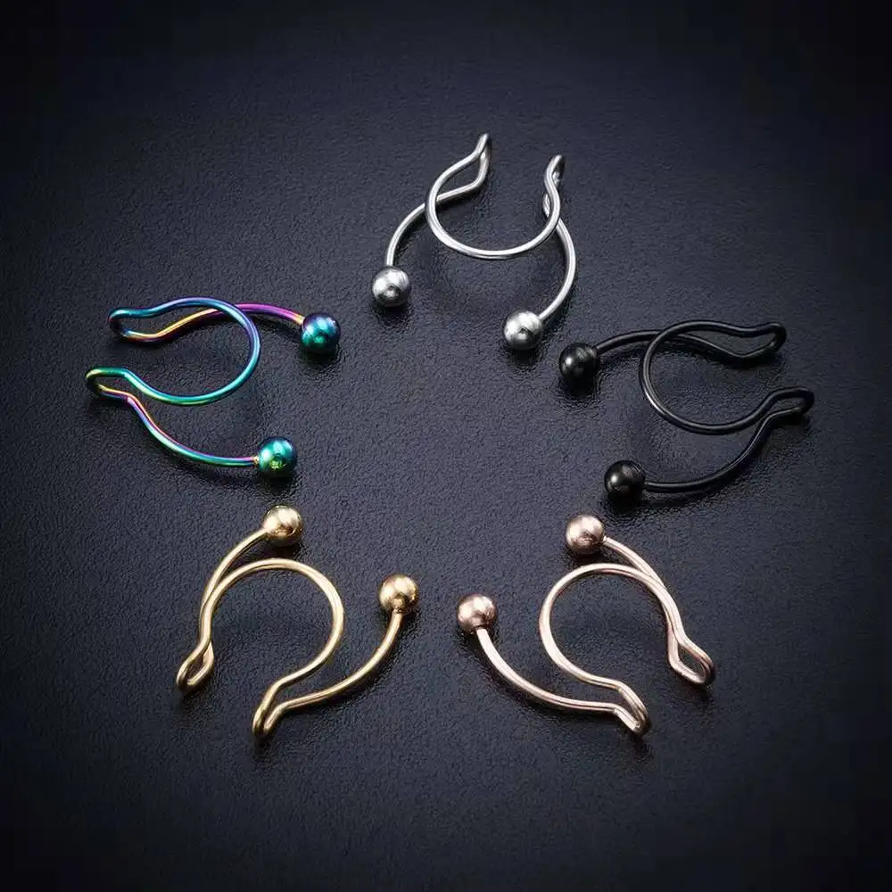 U Shaped Fake Nose Ring Hip Ho - Body Jewelry Septum のレビューと価格
