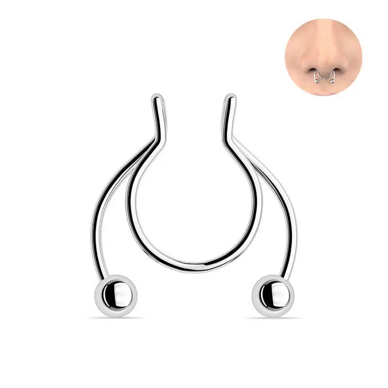 U Shaped Fake Nose Ring Hip Ho - Body Jewelry Septum のレビューと価格
