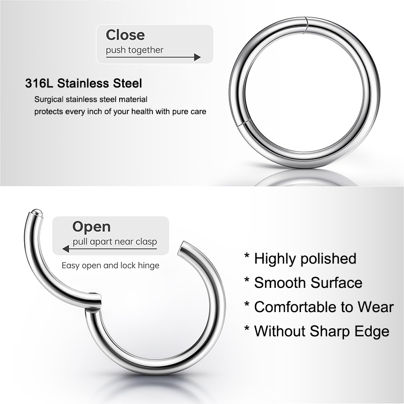 16G 316L Surgical Steel Hinged - Body Jewelry Septum のレビューと価格