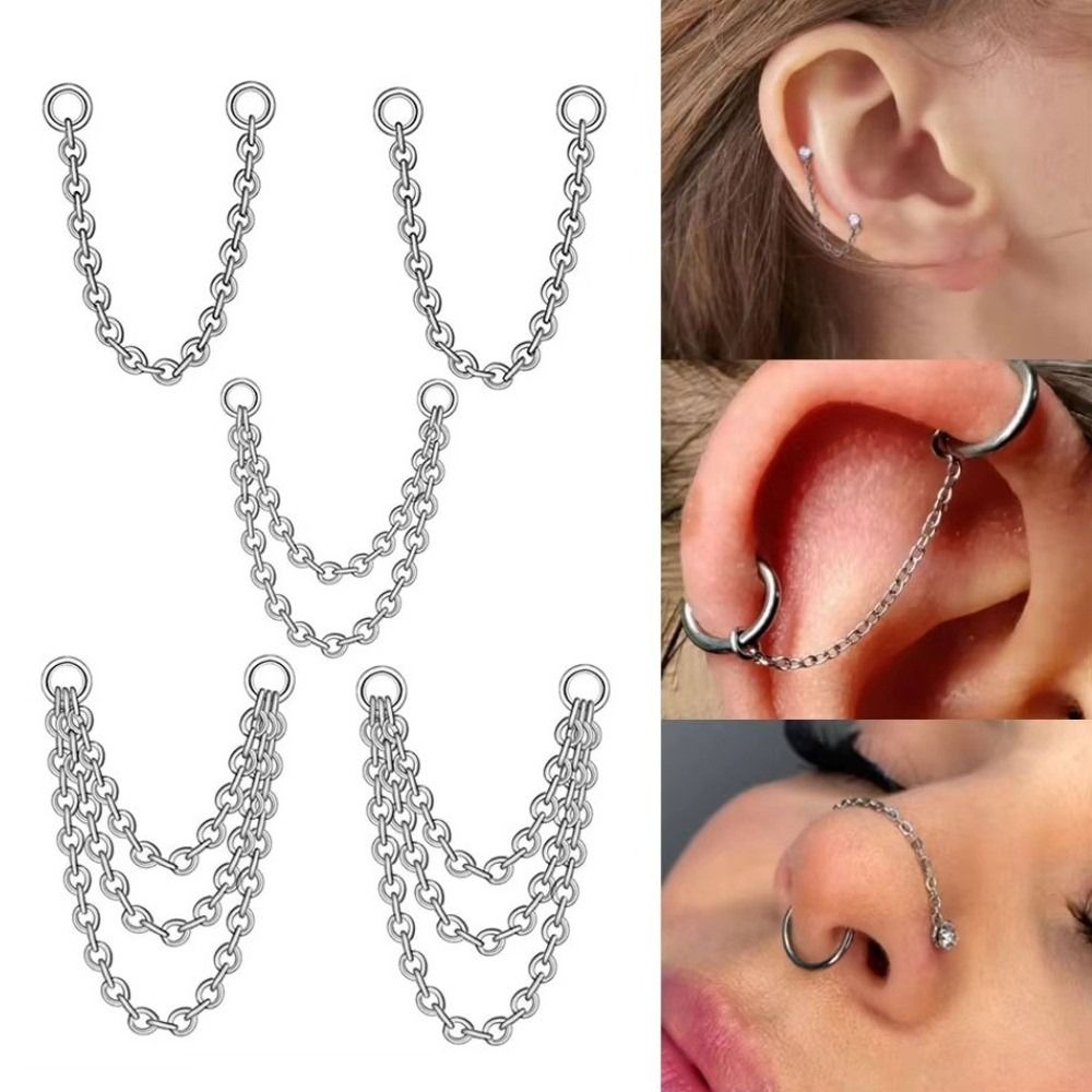 Titanium Nose Chain Three Laye - Body Jewelry And Piercing のレビューと価格