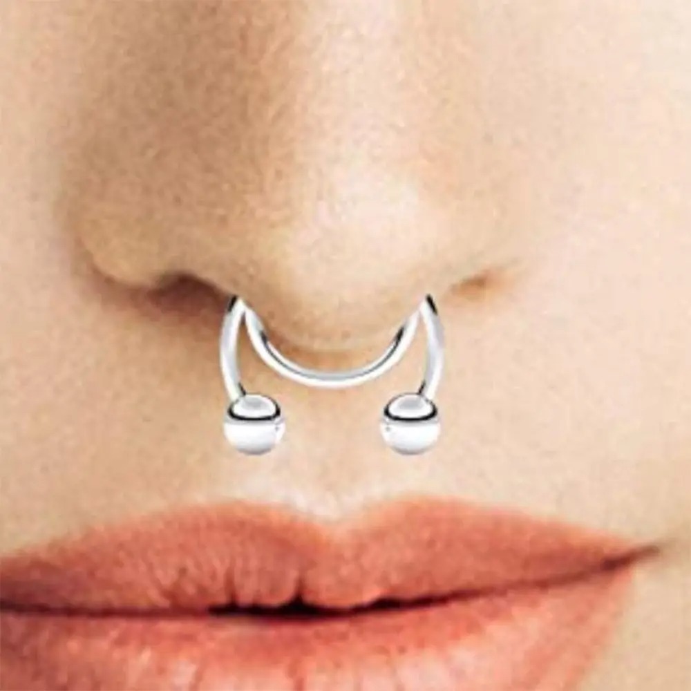 2pcs Stainless Steel Fake Sept - Body Jewelry Septum のレビューと価格