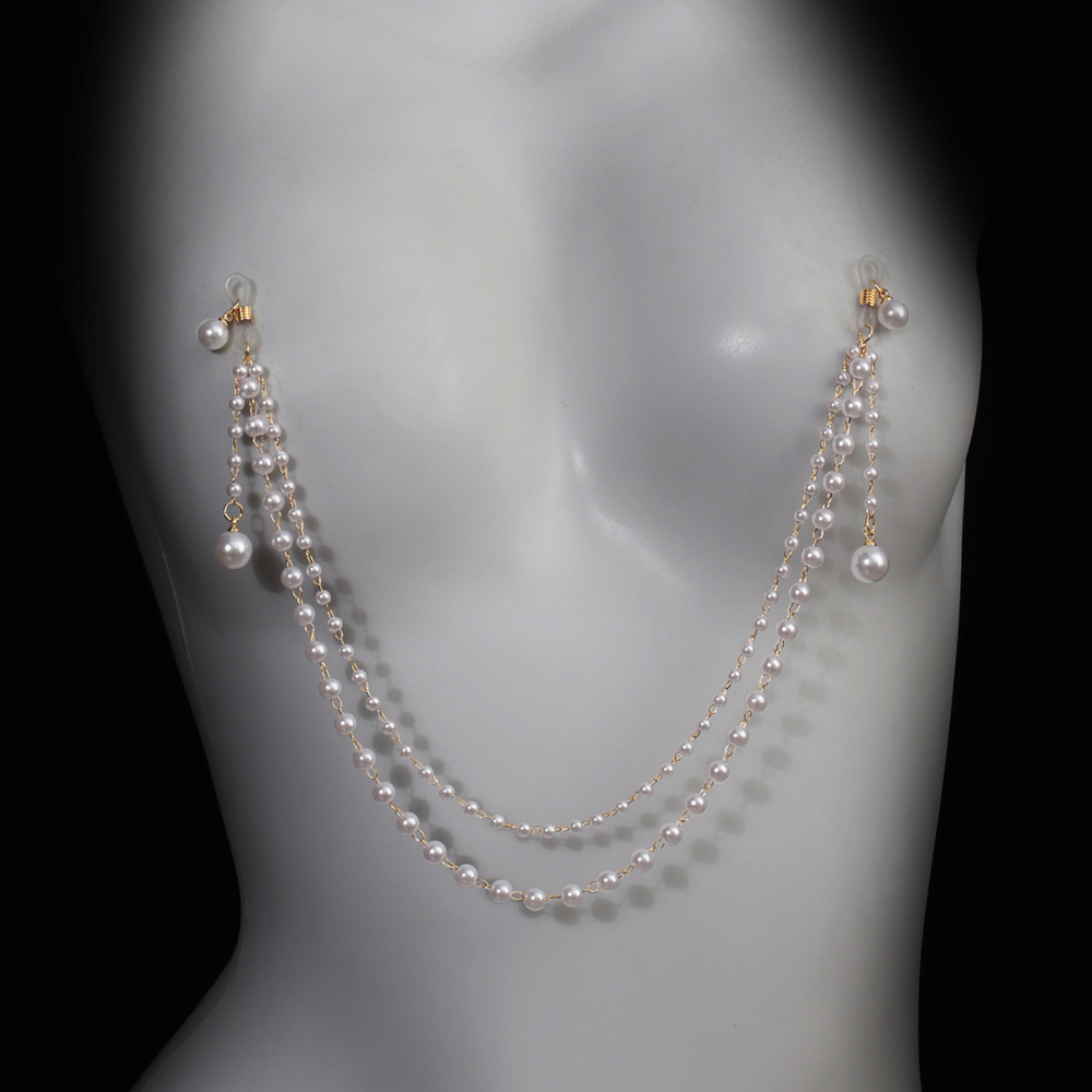 Imitation Pearl Tassel Chest C - Body Jewelry Nipple Chain のレビューと価格