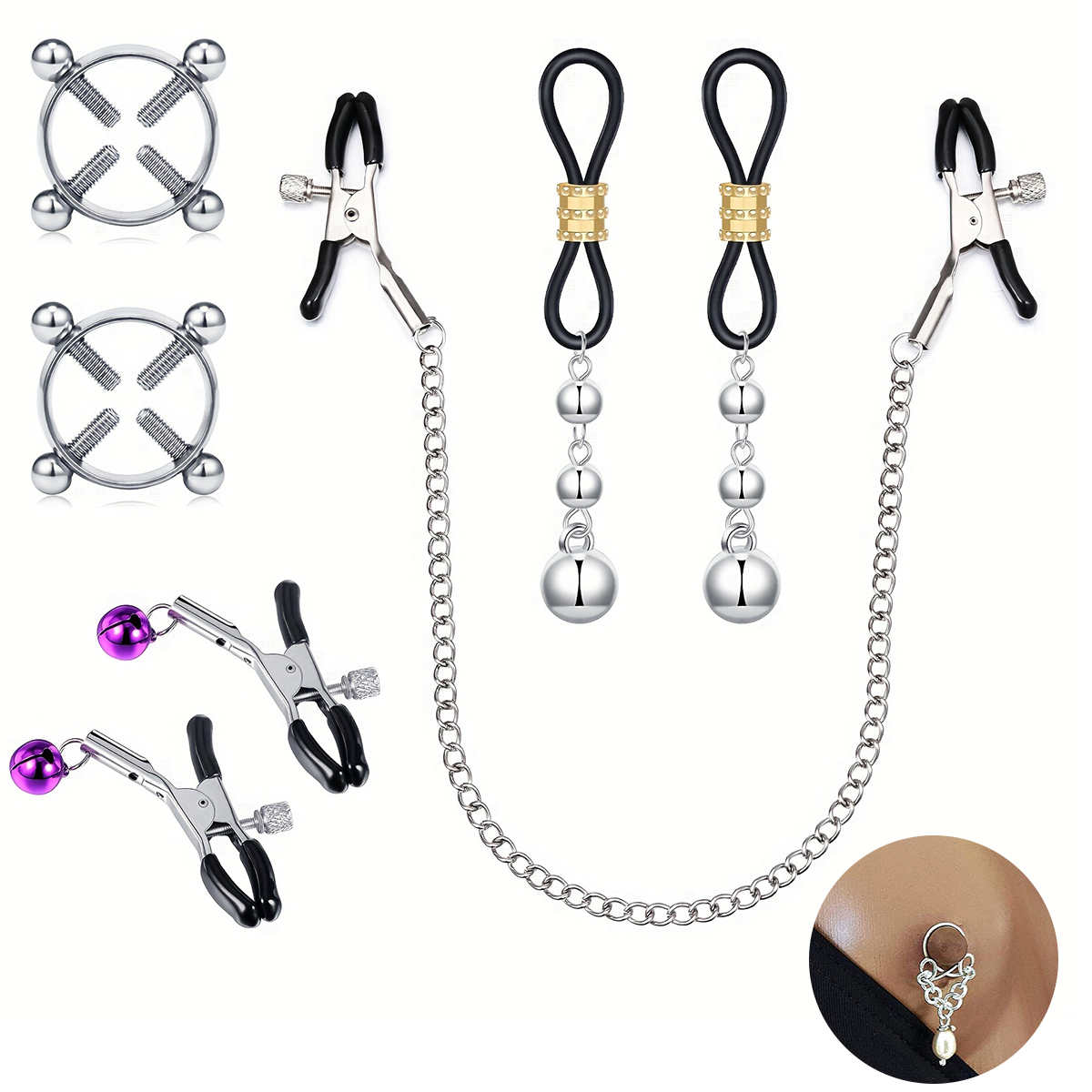 Men's Stainless Steel Fake Nip - Body Jewelry Nipple Chain のレビューと価格