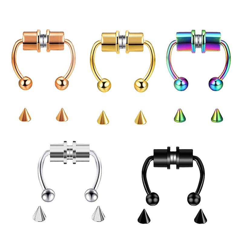 Women Fake Piercing Nose Ring  - Body Jewelry Septum のレビューと価格