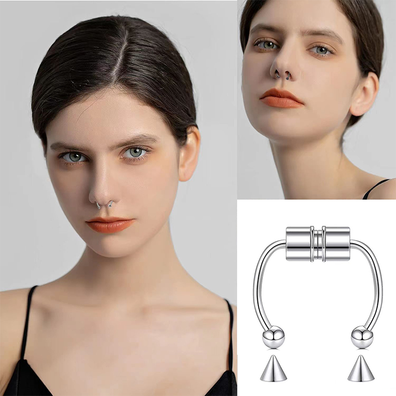 Women Fake Piercing Nose Ring  - Body Jewelry Septum のレビューと価格