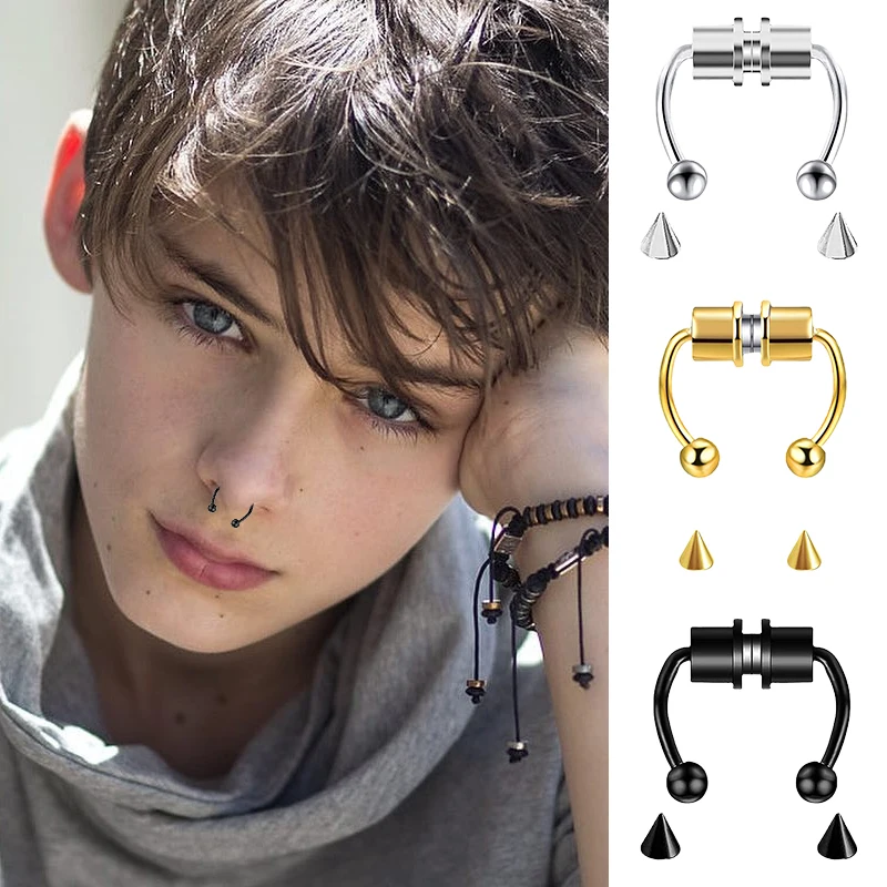 Women Fake Piercing Nose Ring  - Body Jewelry Septum のレビューと価格