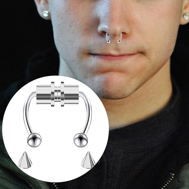 Women Fake Piercing Nose Ring  - Body Jewelry Septum のレビューと価格