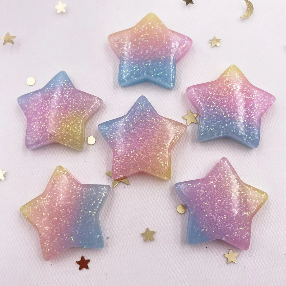 10PCS Glitter Kawaii Resin Col - Star Flat Back のレビューと価格