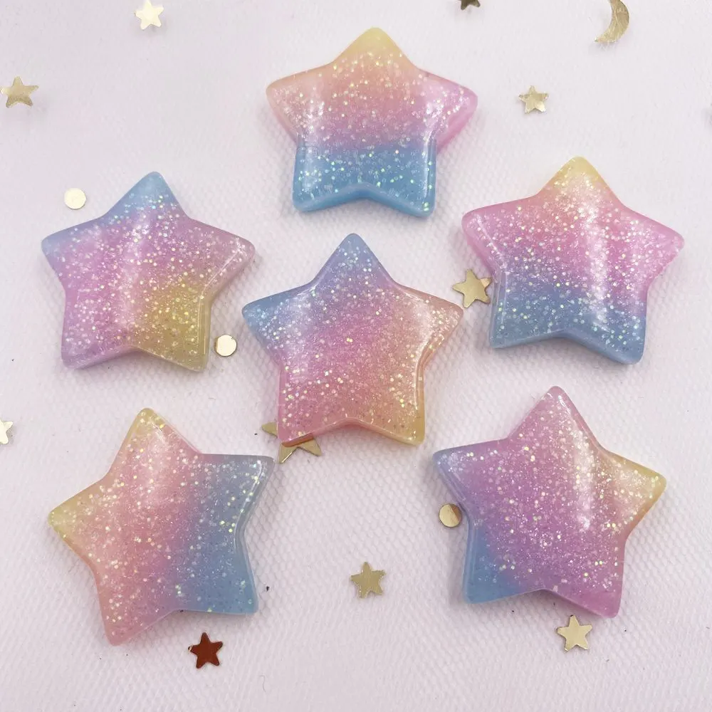 10PCS Glitter Kawaii Resin Col - Star Flat Back のレビューと価格