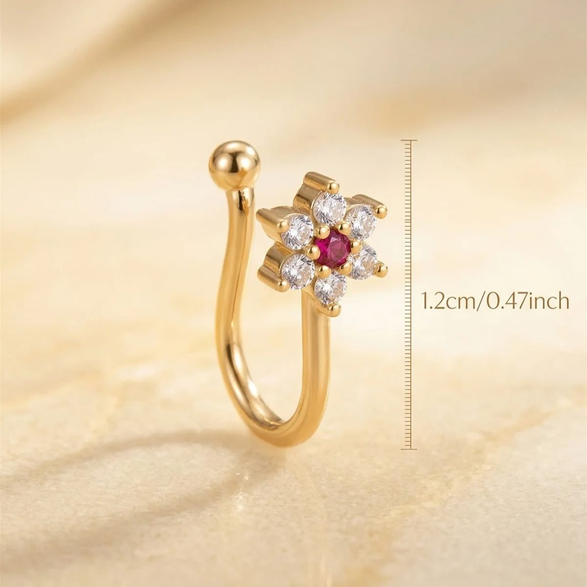1PC Flower Shaped No Piercing  - Body Jewelry On Sale のレビューと価格