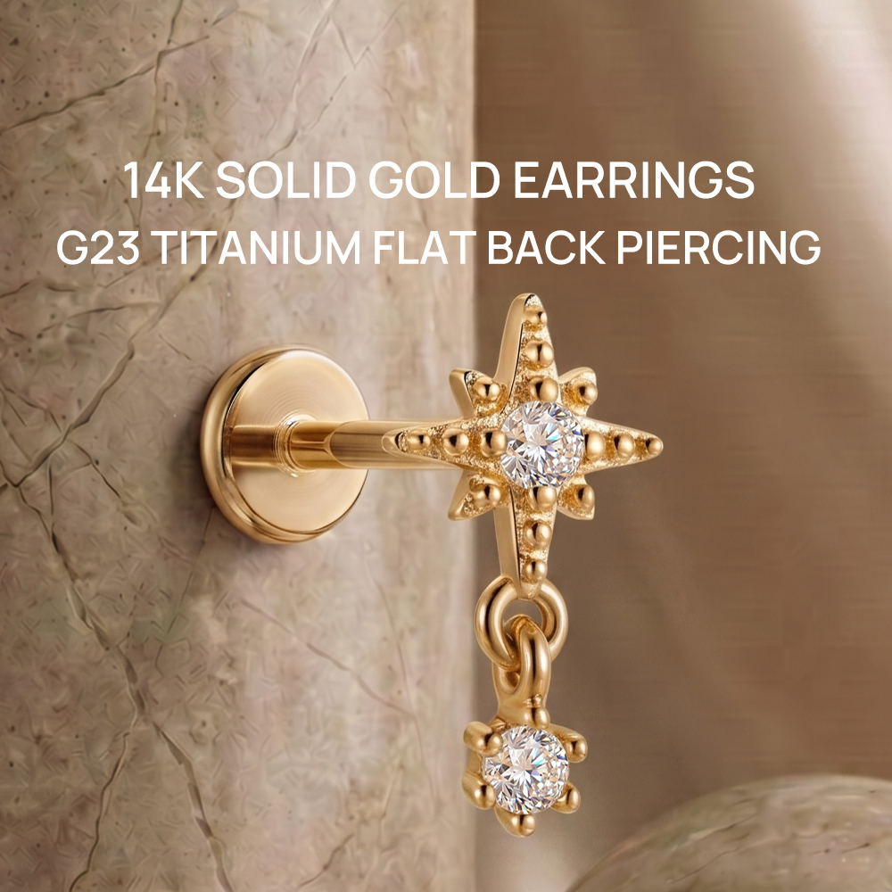 AIDE 14K Solid Gold Octagonal  - Star Flat Back のレビューと価格