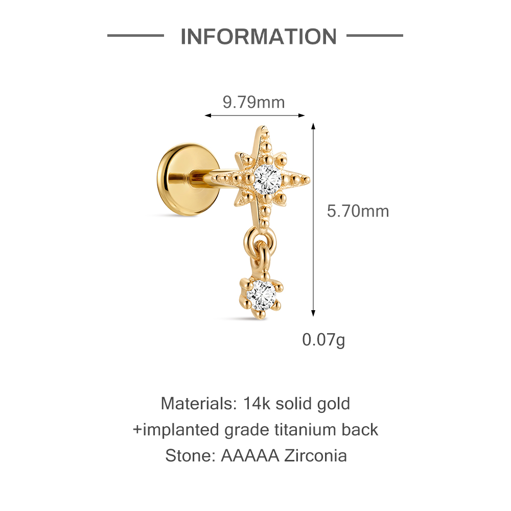 AIDE 14K Solid Gold Octagonal  - Star Flat Back のレビューと価格