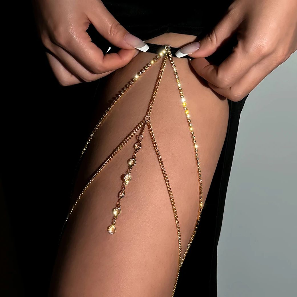 Sexy Shiny Crystal Multilayer  - Body Jewelry Leg Chain のレビューと価格