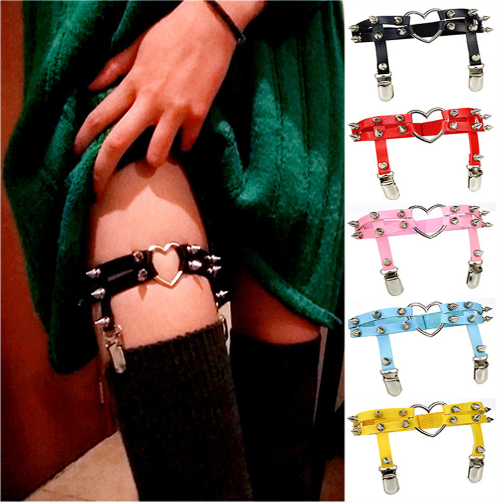 1Pcs Women Punk Goth Heart PU  - Body Jewelry Leg Chain のレビューと価格