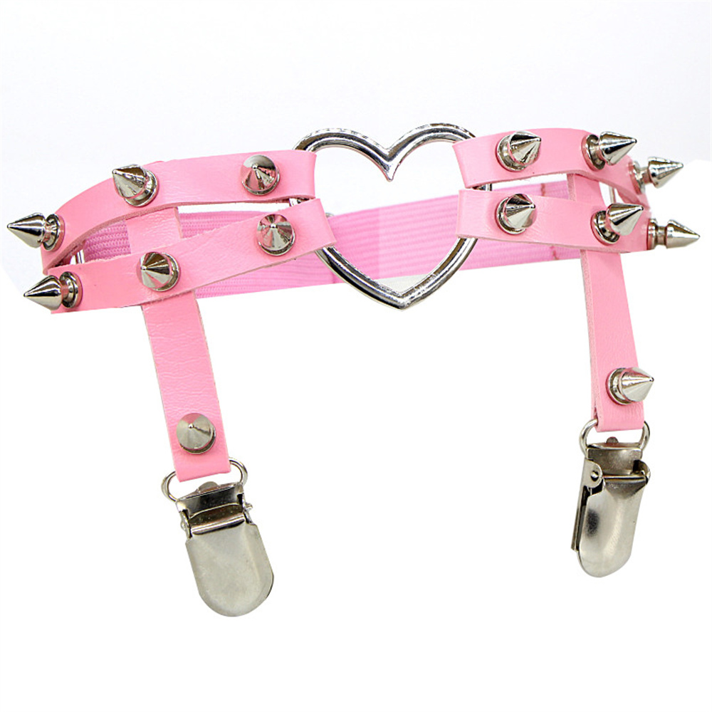 1Pcs Women Punk Goth Heart PU  - Body Jewelry Leg Chain のレビューと価格