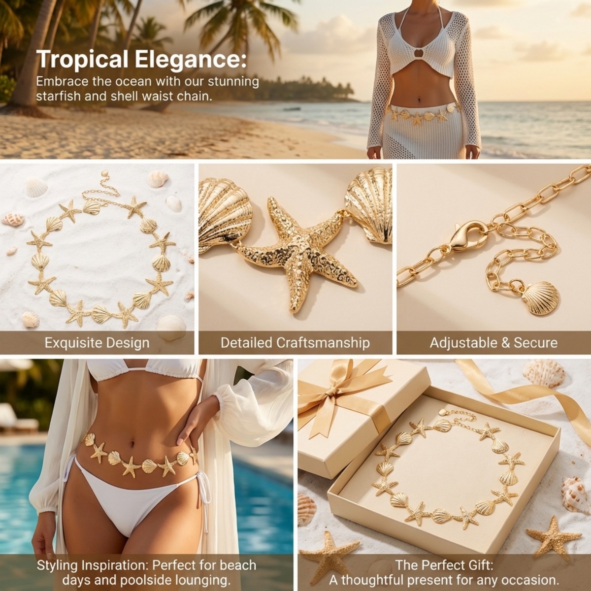 Summer Beach Metal Starfish Sh - Body Jewelry For Men のレビューと価格