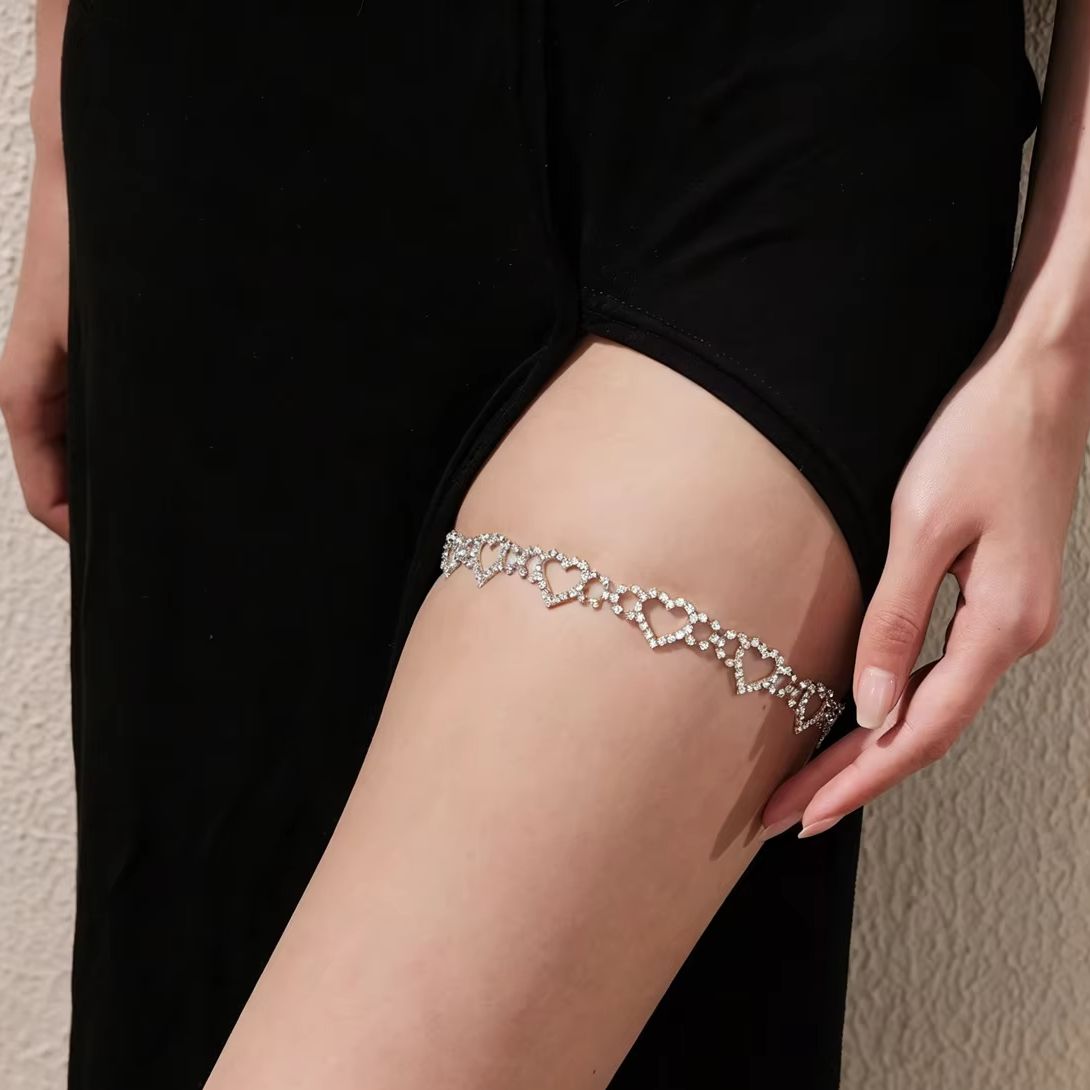 Heart Leg Chain Rhinestone Cha - Body Jewelry Leg Chain のレビューと価格