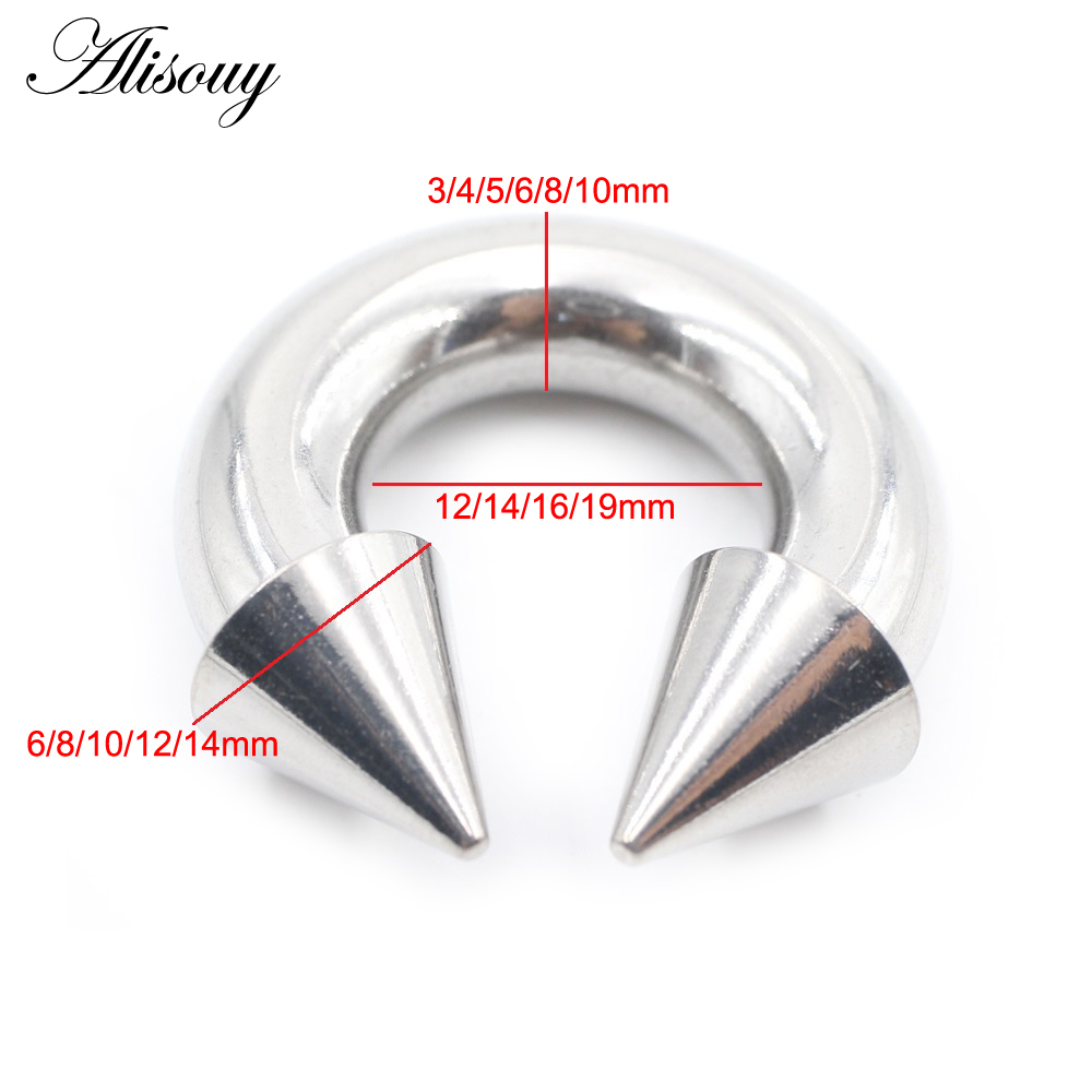 Alisouy 1PC Steel Black Spike  - Body Jewelry Septum のレビューと価格