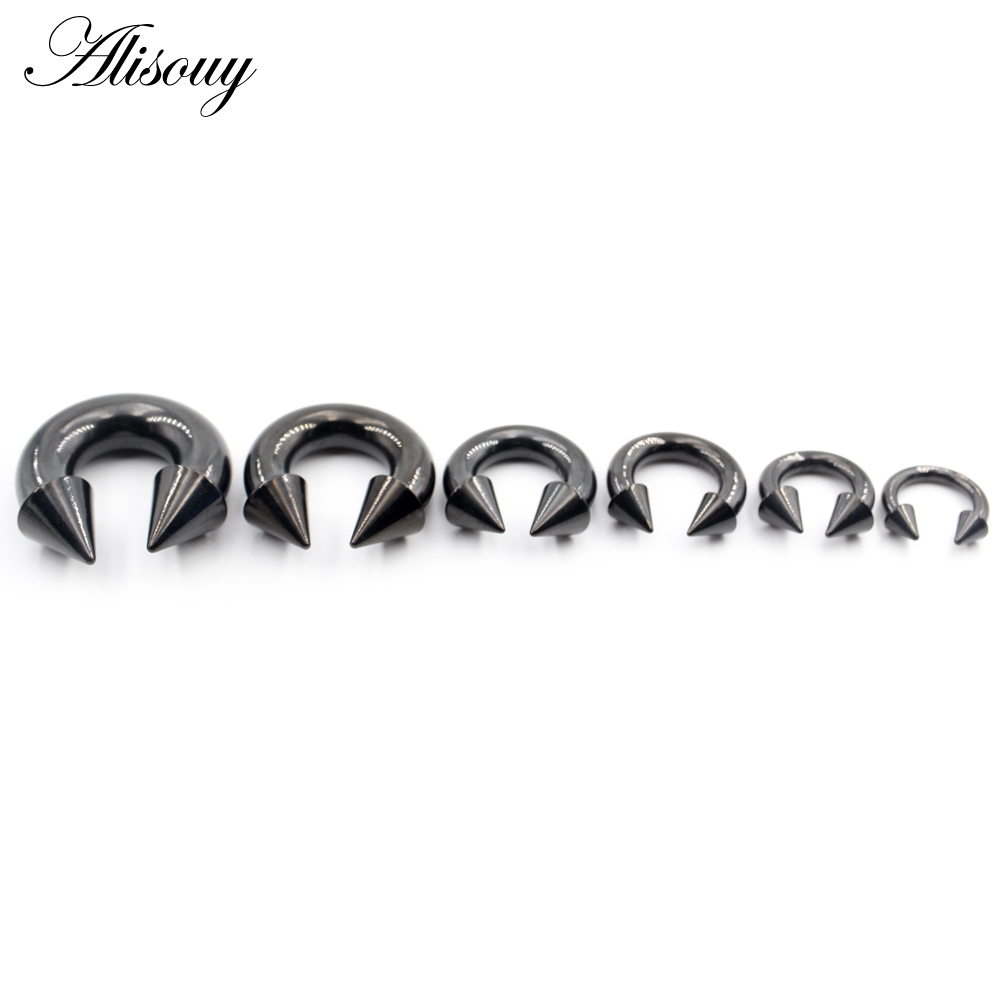 Alisouy 1PC Steel Black Spike  - Body Jewelry Septum のレビューと価格