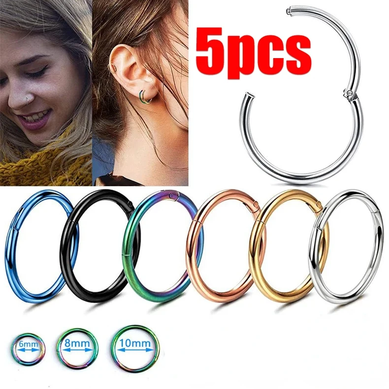 5pc 6/8/10mm Nose Ring Hinged  - Clicker Ring Seamless のレビューと価格