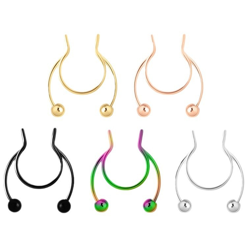 20G Fake Nose Rings Hoop Clip- - Body Jewelry Septum のレビューと価格