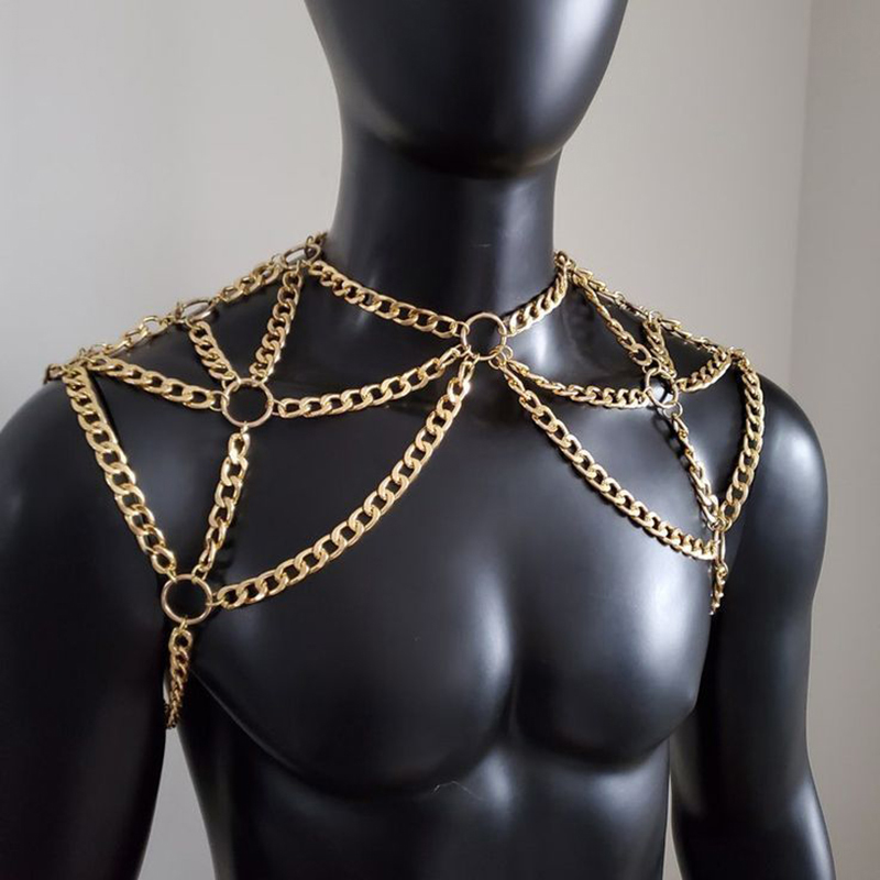 Punk Men Shoulder Body Chain B - Body Jewelry For Men のレビューと価格