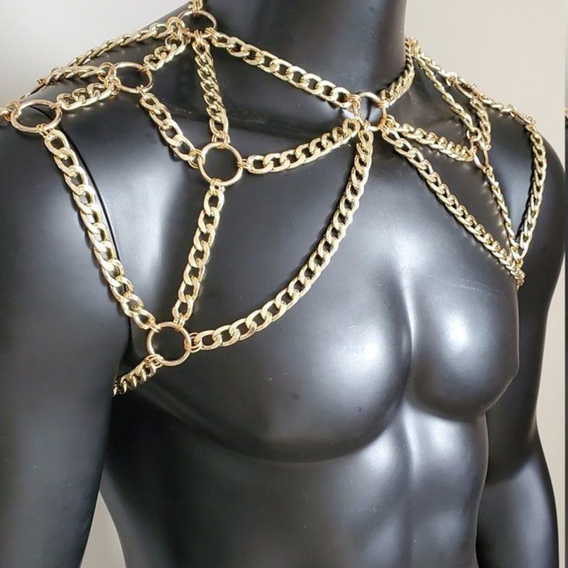 Punk Men Shoulder Body Chain B - Body Jewelry For Men のレビューと価格