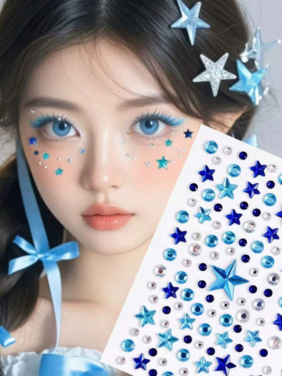 Blue Star And Crystal Face Gem - Body Jewelry And Piercing のレビューと価格
