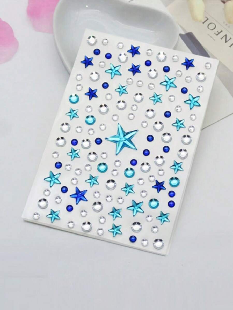 Blue Star And Crystal Face Gem - Body Jewelry And Piercing のレビューと価格
