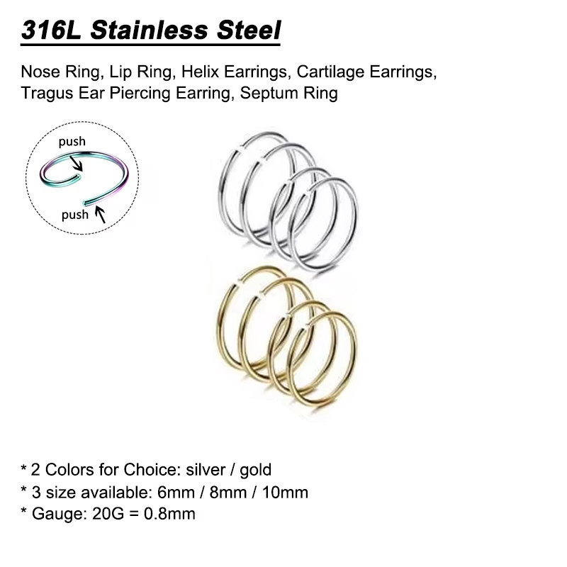 6pcs/lot Hypoallergenic Nose R - Body Jewelry And Piercing のレビューと価格