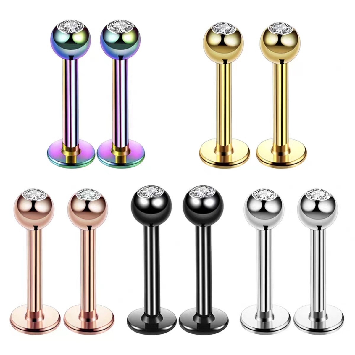 16G Surgical Steel Ball Top CZ - Body Jewelry Septum のレビューと価格
