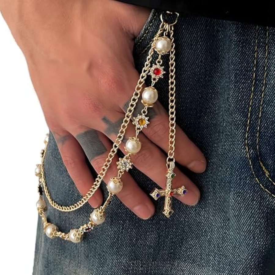 Punk Wallet Chain with Rhinest - Body Jewelry For Men のレビューと価格
