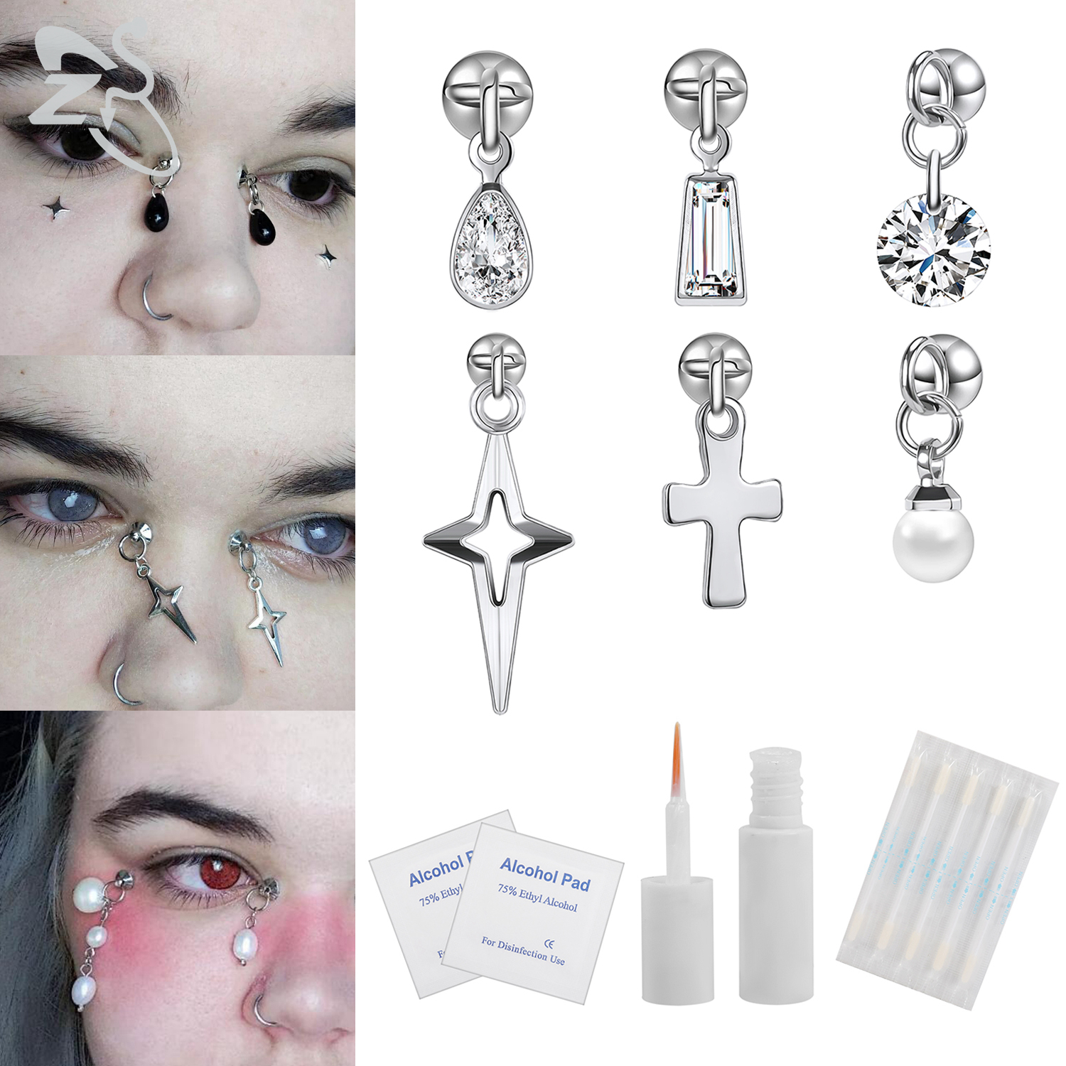 ZS 1 Set Fake Eyebrow Ring Men - Body Jewelry And Piercing のレビューと価格