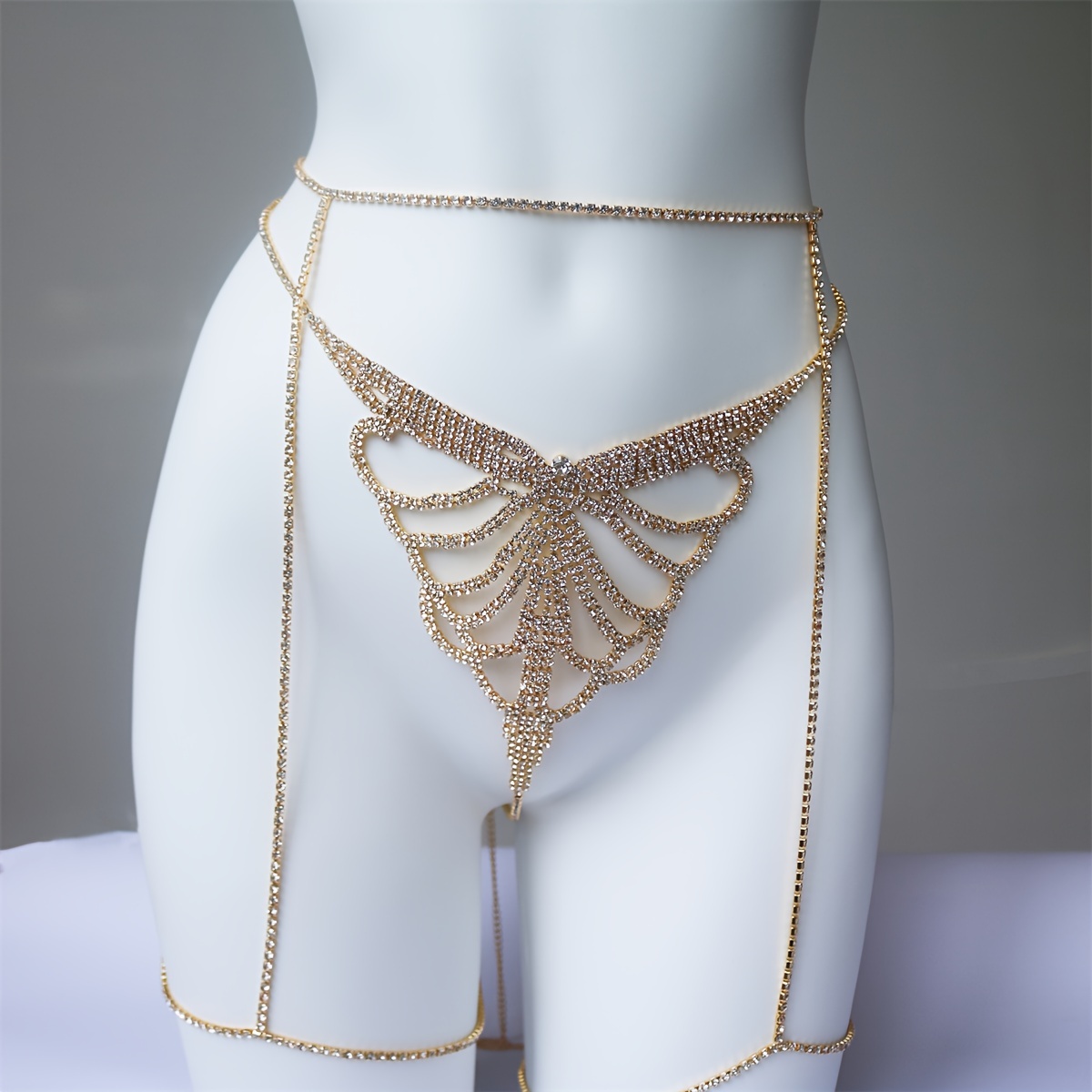 Multi layer rhinestone sparkli - Body Jewelry Leg Chain のレビューと価格