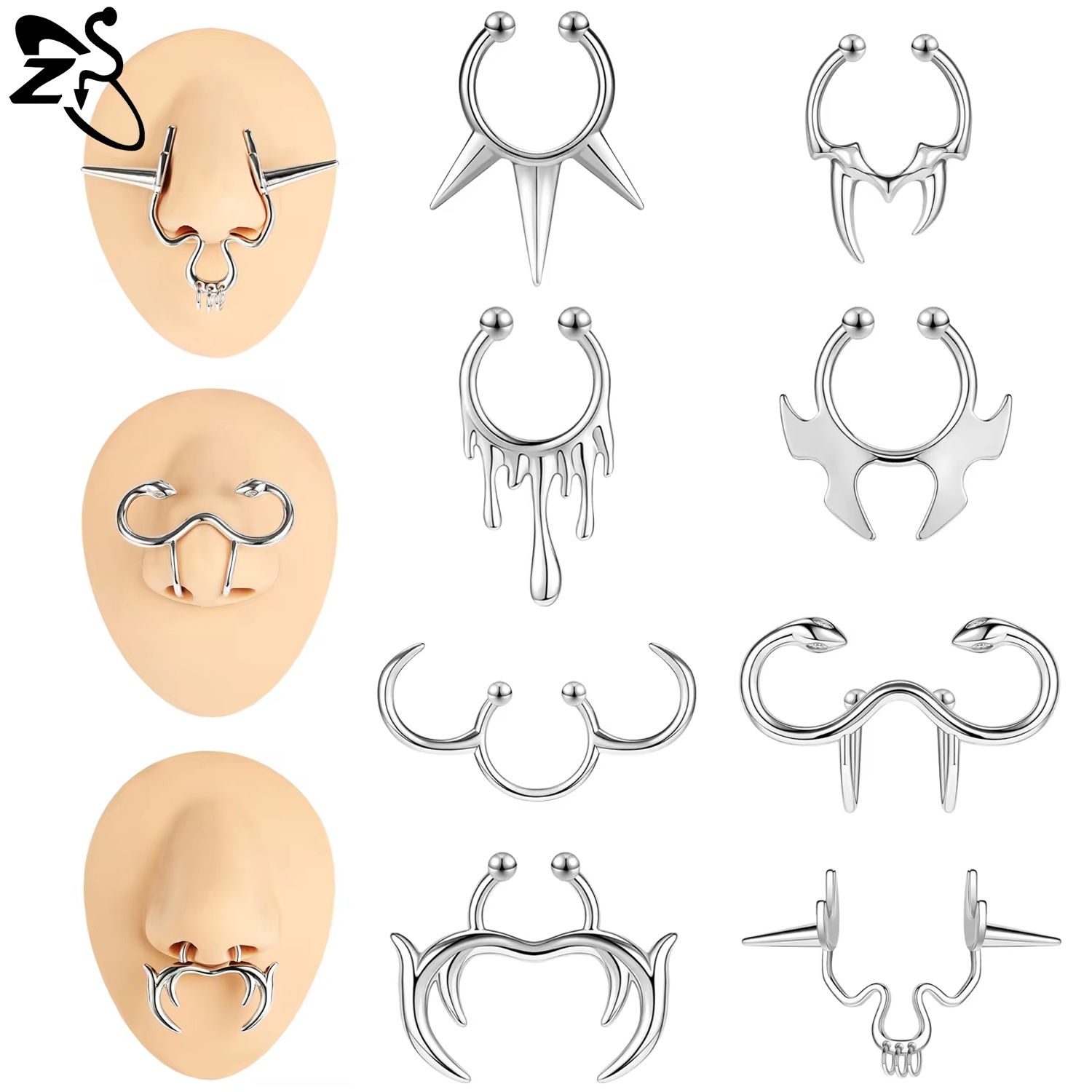 ZS 1 Piece Punk Stlye Fake Sep - Body Jewelry Septum のレビューと価格