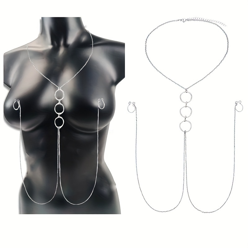 A Silvery Stainless Steel Body - Body Jewelry Nipple Chain のレビューと価格