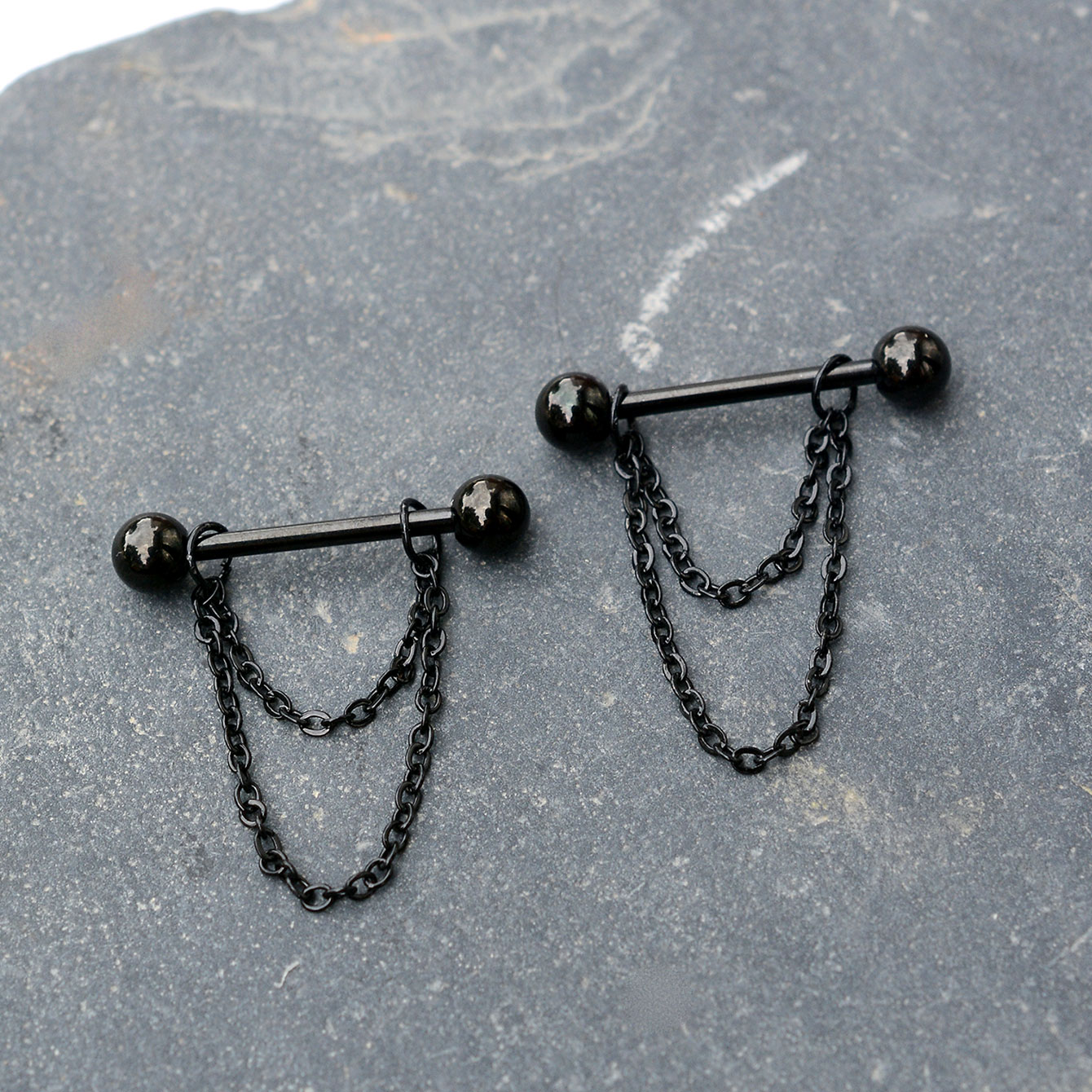 14G Black Punk Nipple Piercing - Body Jewelry Nipple Chain のレビューと価格
