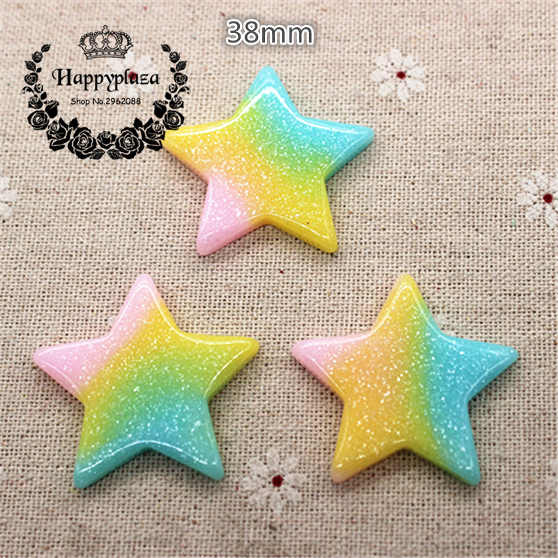 10pcs Kawaii Resin Pink+Yellow - Star Flat Back のレビューと価格