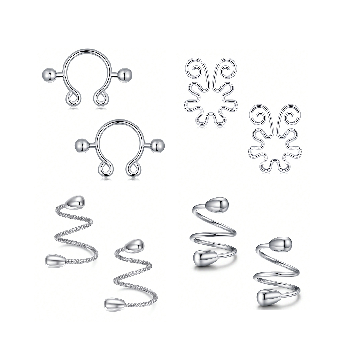 8Pcs Stainless Fake Nipple Rin - Body Jewelry And Piercing のレビューと価格