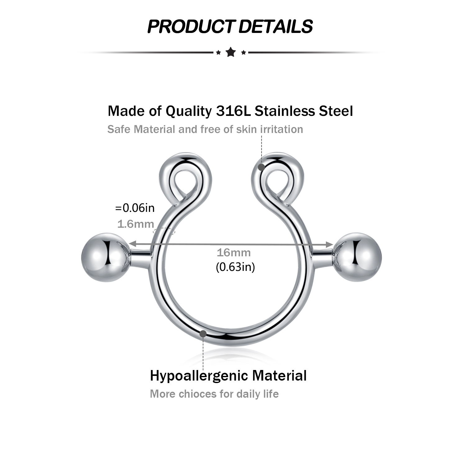 8Pcs Stainless Fake Nipple Rin - Body Jewelry And Piercing のレビューと価格