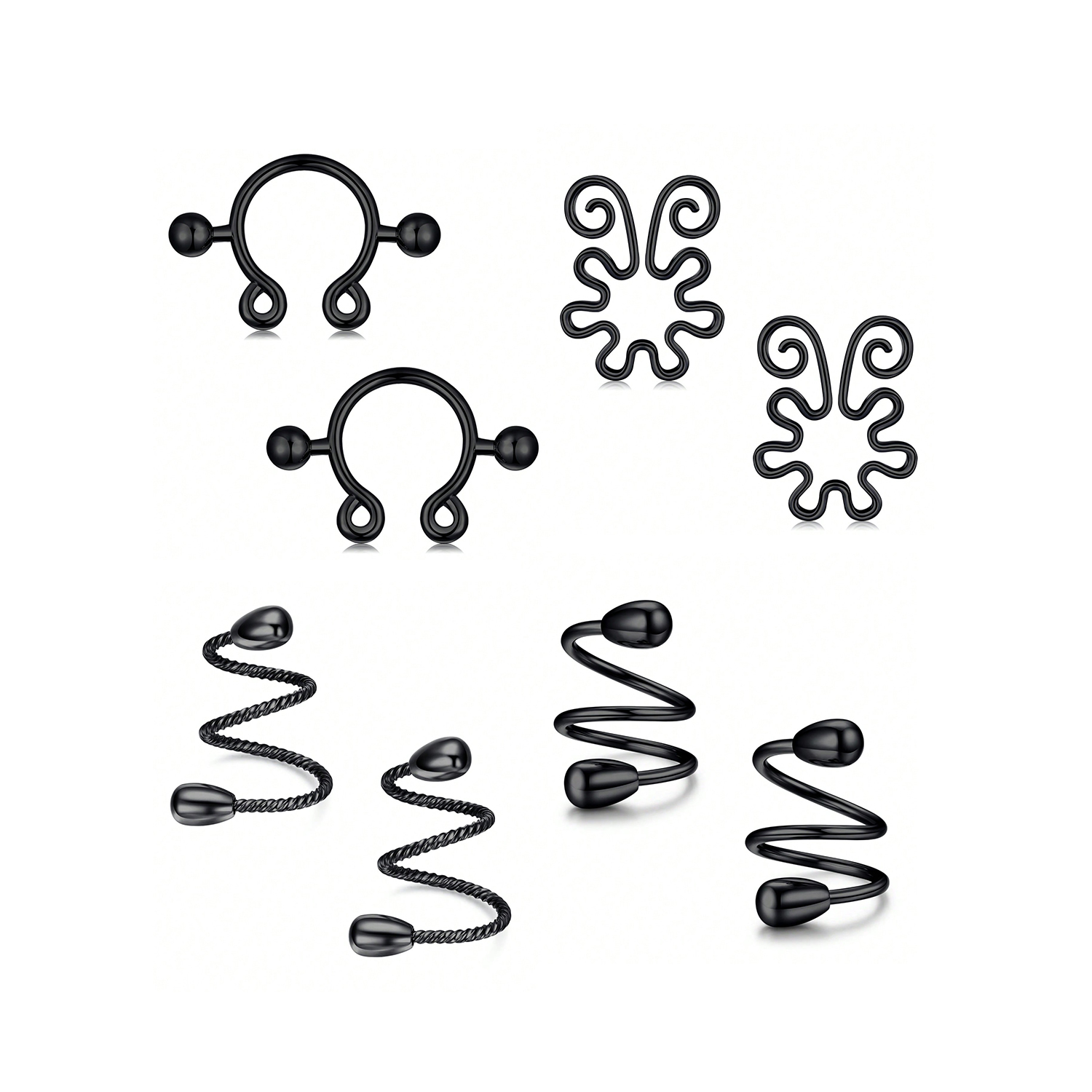 8Pcs Stainless Fake Nipple Rin - Body Jewelry And Piercing のレビューと価格