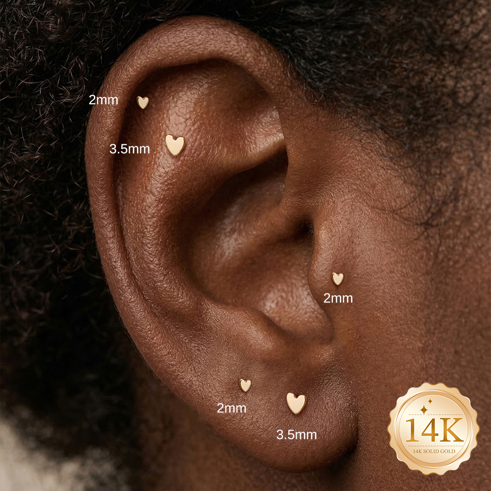 AIDE 14K Gold Stud Earrings fo - Star Flat Back のレビューと価格
