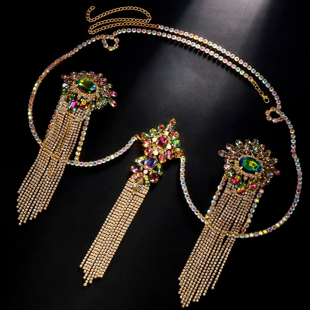 Sexy Tassel Color Crystal Ches - Body Jewelry Nipple Chain のレビューと価格