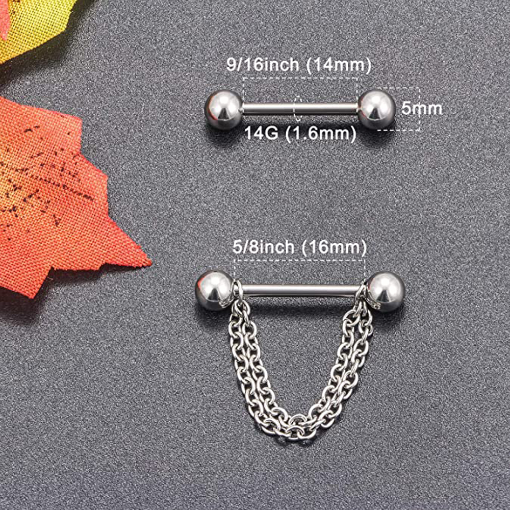 6 Pairs Nipple Rings 14G Surgi - Body Jewelry Nipple Chain のレビューと価格